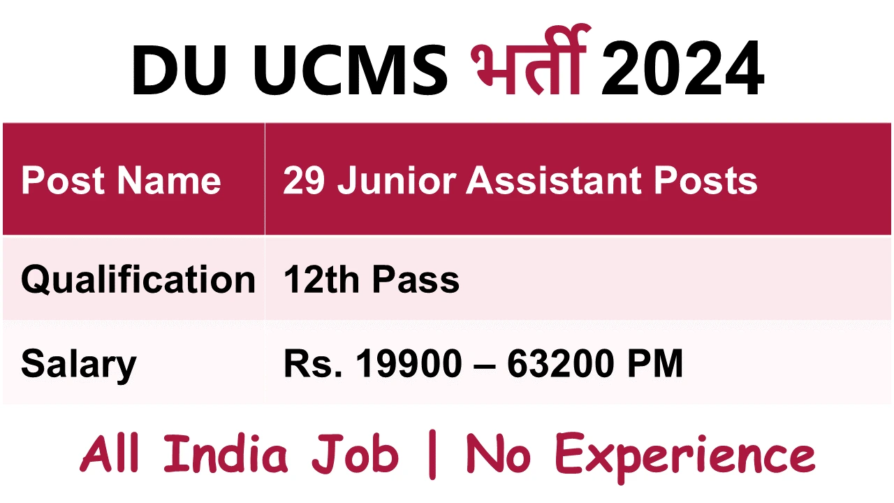 UCMS Junior Assistant Recruitment 2024